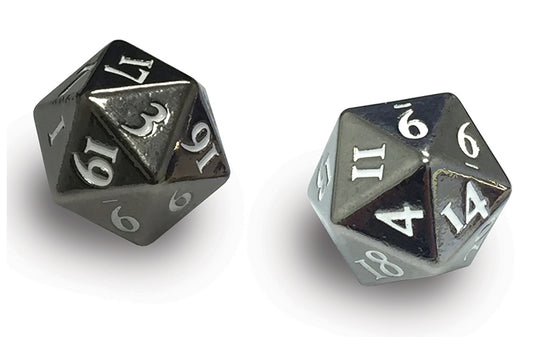 ULTRA PRO - Heavy Metal D20 2-Dice Set - Gun Metal w/ White Numbers